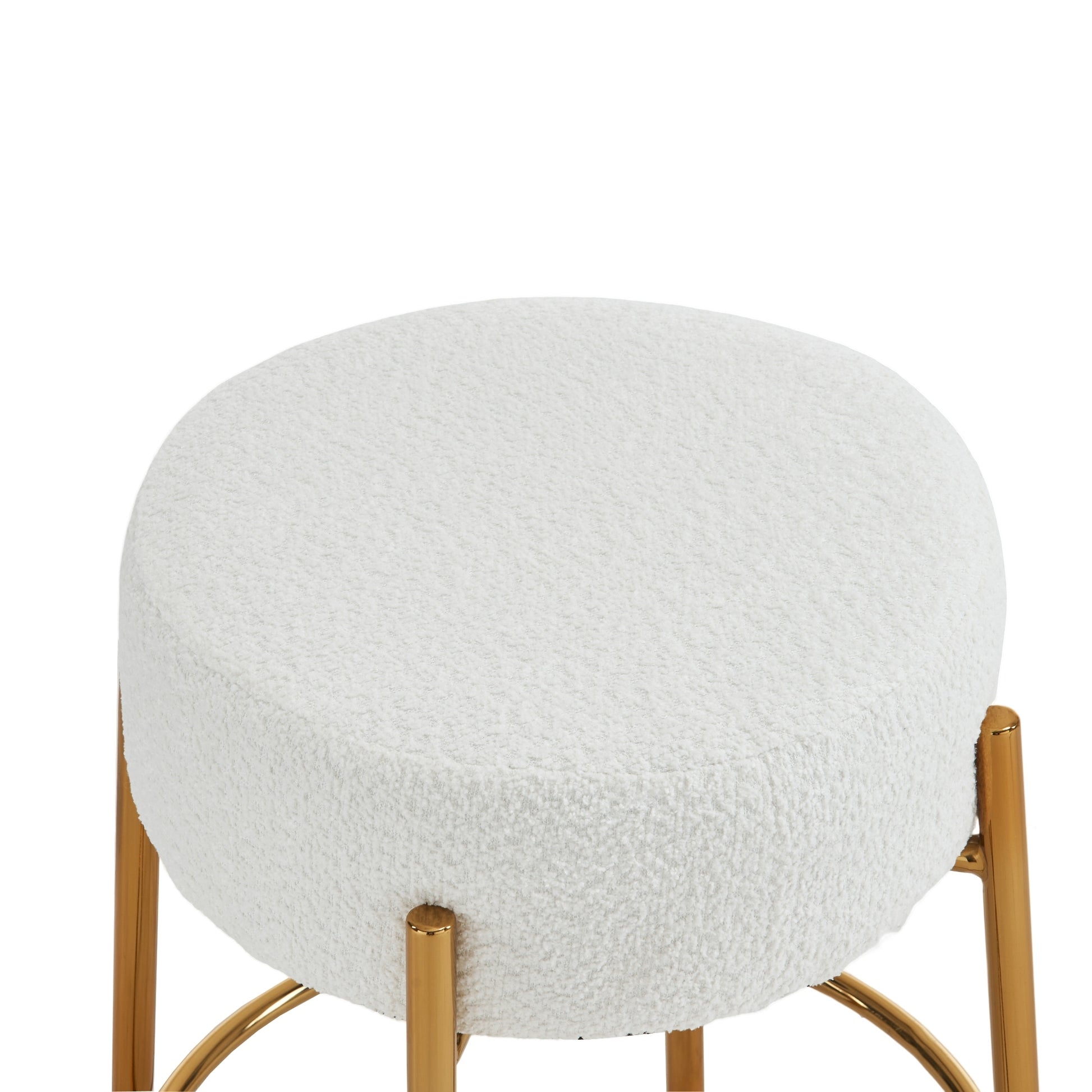 24" Tall, Round Bar Stools, Set Of 2 Contemporary Upholstered Dining Stools For Kitchens, Coffee Shops And Bar Stores Includes Sturdy Hardware Support Legs Beige Foam