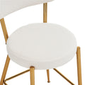 Set Of 4 Modern Teddy Fabric Upholstered Bar Stools Metal Base High Stool Suitable For Kitchen, Dining And Living Room Beige Stylish And Comfortable Island Seating Beige Metal