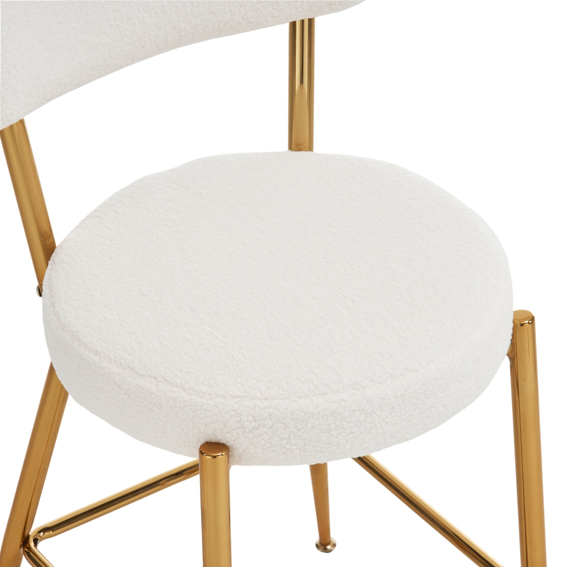 Set Of 4 Modern Teddy Fabric Upholstered Bar Stools Metal Base High Stool Suitable For Kitchen, Dining And Living Room Beige Stylish And Comfortable Island Seating Beige Metal