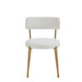 Set Of 2 Mid Century Modern Dining Chairs Teddy Fabric Upholstered Curved Back Metal Frame Beige Elegant And Comfortable Kitchen Chairs Beige Metal
