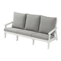 Hips 3 Seater Sofa With Cushion, Wood Grain Outdoor Garden Sofa,White Grey White Hdpe