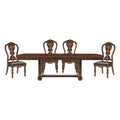 Lavish Style Formal Dining 5Pc Set Dining Table W Extension Leaf And 4X Side Chairs Dark Oak Finish Wooden Furniture Wood Dark Oak Seats 4 Dining Room Extendable Traditional Dining Table With Chair Wood