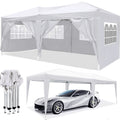 10X20 Ez Pop Up Canopy Outdoor Portable Party Folding Tent With 6 Removable Sidewalls Carry Bag 4Pcs Weight Bag White Metal