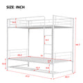 Twin Over Twin Metal Bunk Bed With Shelf And Guardrails, White White Steel