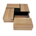 Unique Design Coffee Table With 4 Hidden Storage Compartments, Square Cocktail Table With Extendable Sliding Tabletop, Uv High Gloss Design Center Table For Living Room, 31.5