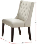 Modern Faux Leather White Tufted Set Of 2 Chairs Dining Seat Chair Birch Wood White Brown Dining Room Foam Contemporary,Modern Dining Chairs Birch Tufted Back Mdf