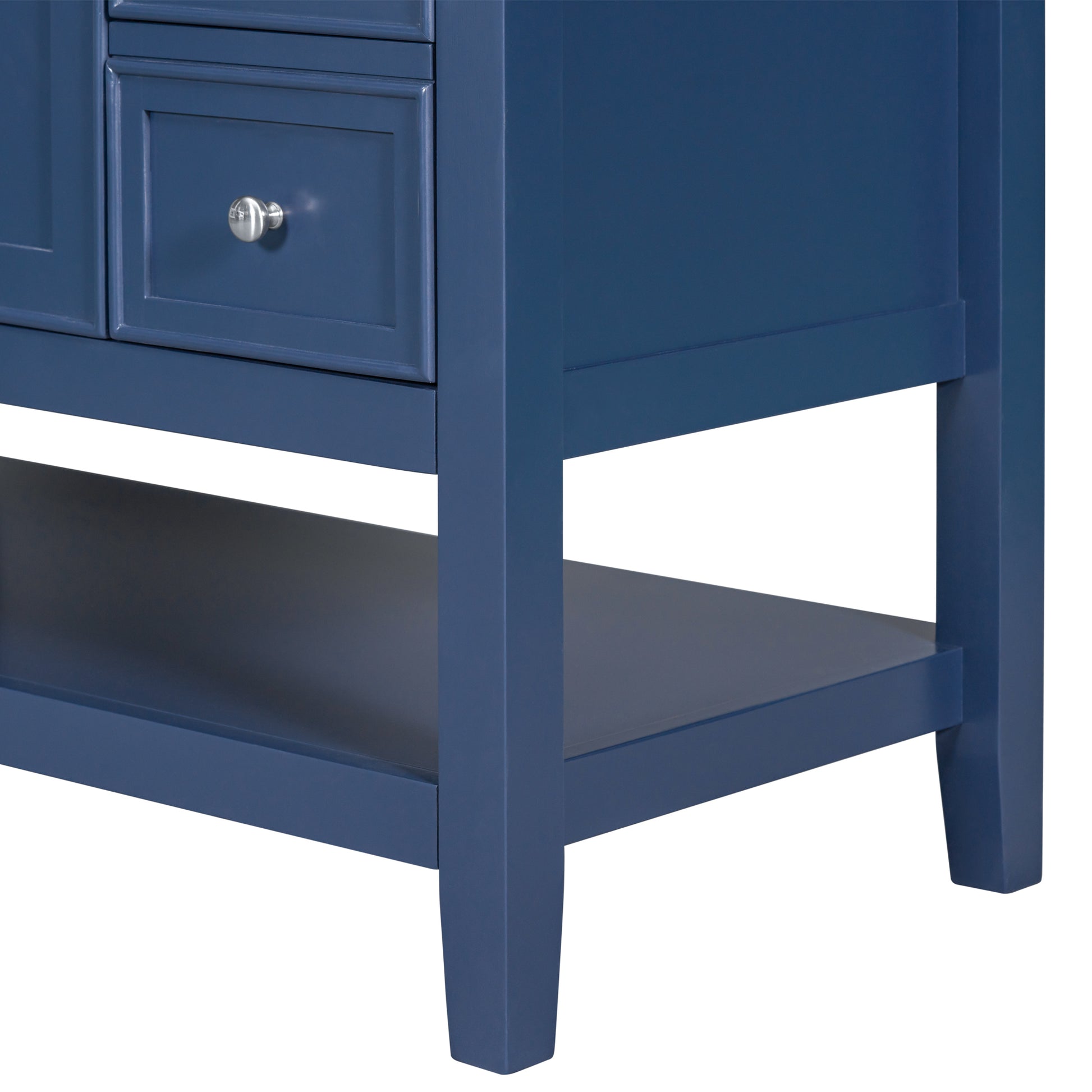 36" Bathroom Vanity Without Sink, Cabinet Base Only, One Cabinet And Three Drawers, Blue Blue Solid Wood Mdf