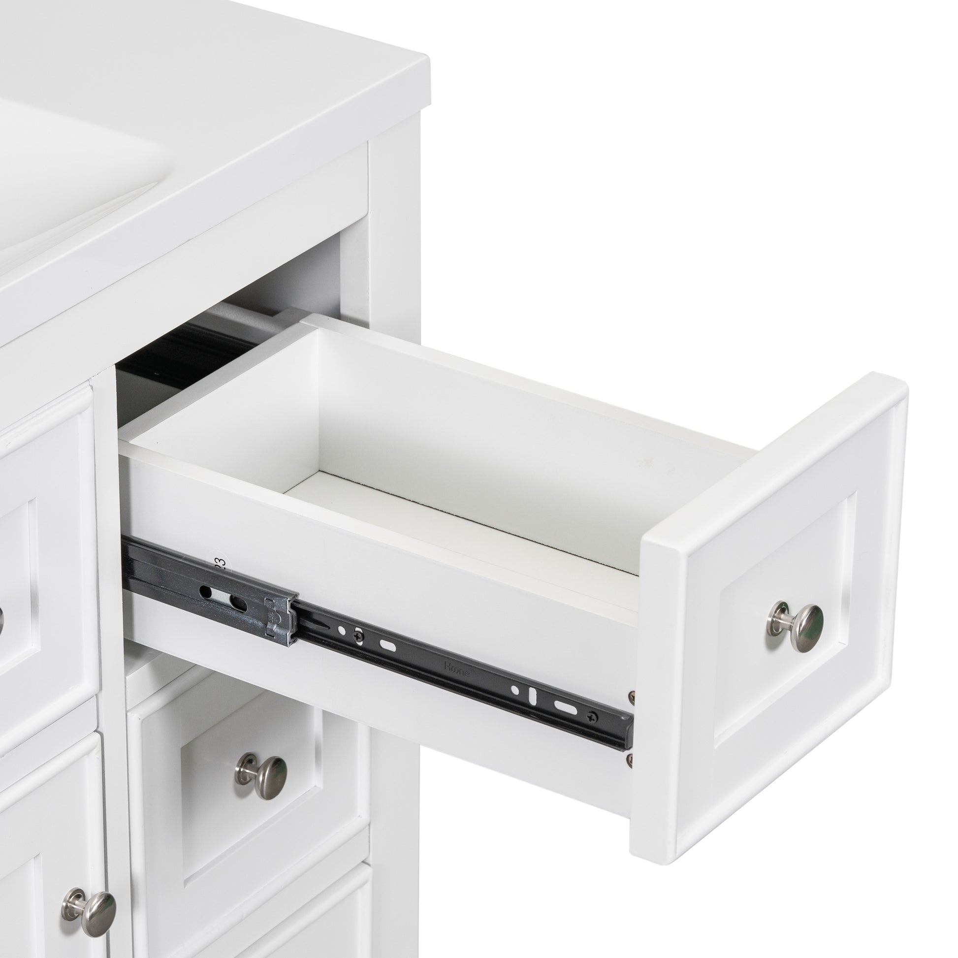 36" Bathroom Vanity With Sink Combo, One Cabinet And Six Drawers, Solid Wood And Mdf Board, White White Solid Wood Mdf