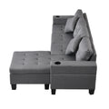 Sectional Sofa Set For Living Room With L Shape Chaise Lounge ,Cup Holder And Left Or Right Hand Chaise Modern 4 Seat Grey Fabric