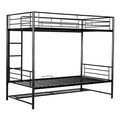 Twin Over Twin Metal Bunk Bed With Shelf And Guardrails, Black Black Steel