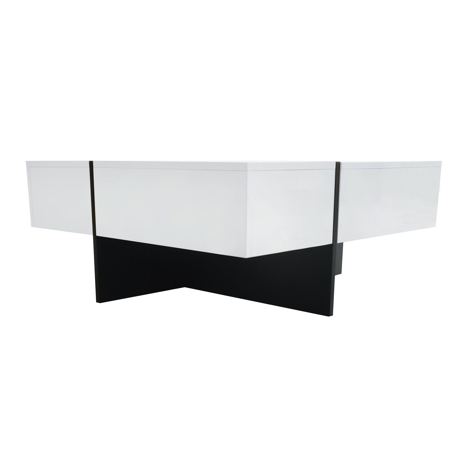 Unique Design Coffee Table With 4 Hidden Storage Compartments, Square Cocktail Table With Extendable Sliding Tabletop, Uv High Gloss Design Center Table For Living Room, 31.5"X 31.5" White Soft Close Drawers Primary Living Space Freestanding Square