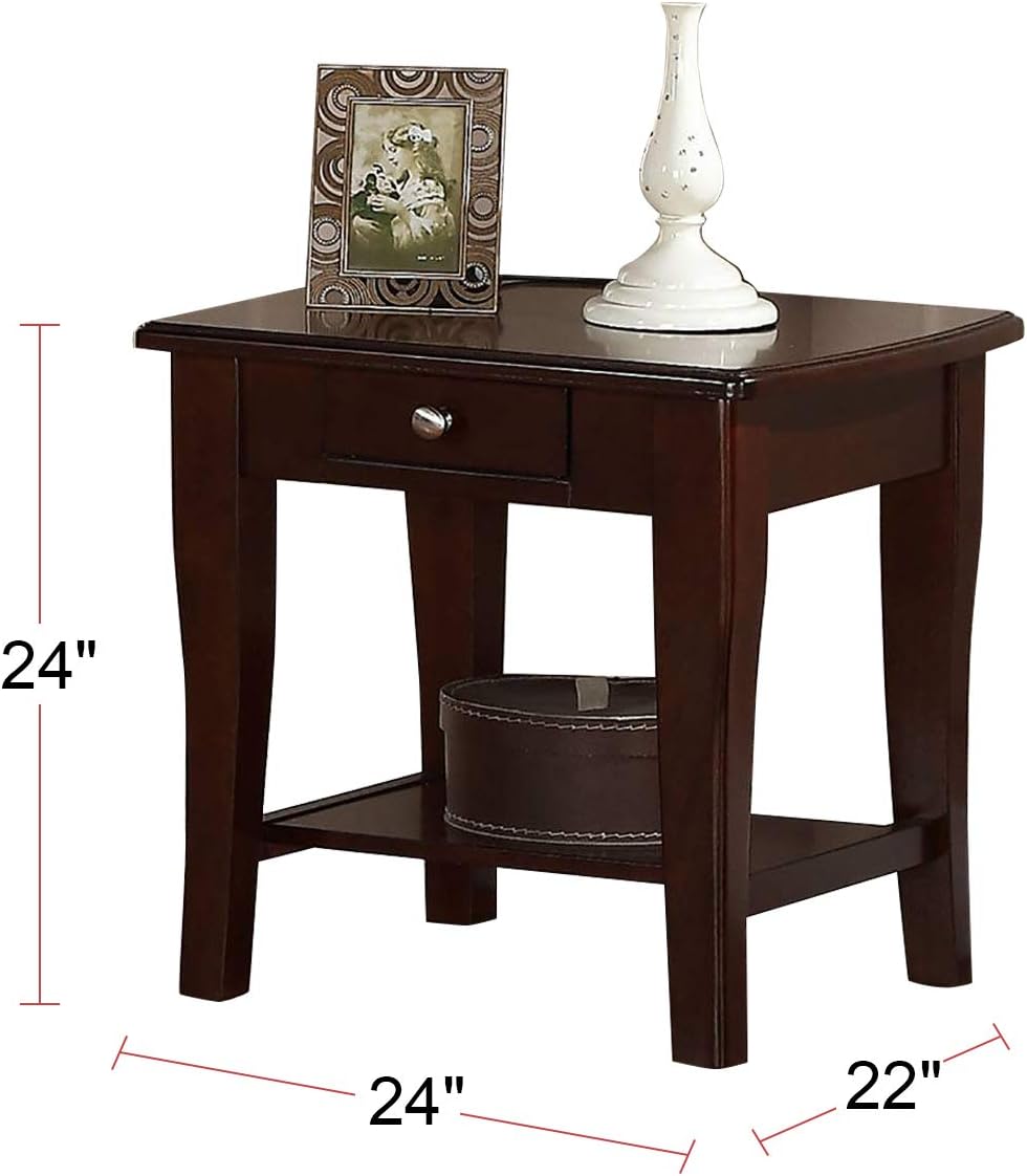 Modern Wooden Brown 1Pc End Table Living Room Sofa Side Table Brown Brown Primary Living Space Contemporary,Modern Rubberwood Rectangular Drawers Coffee & End Tables Solid Wood