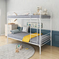 Twin Over Twin Bunk Bed With Metal Frame And Ladder, Space Saving Design,White White Metal