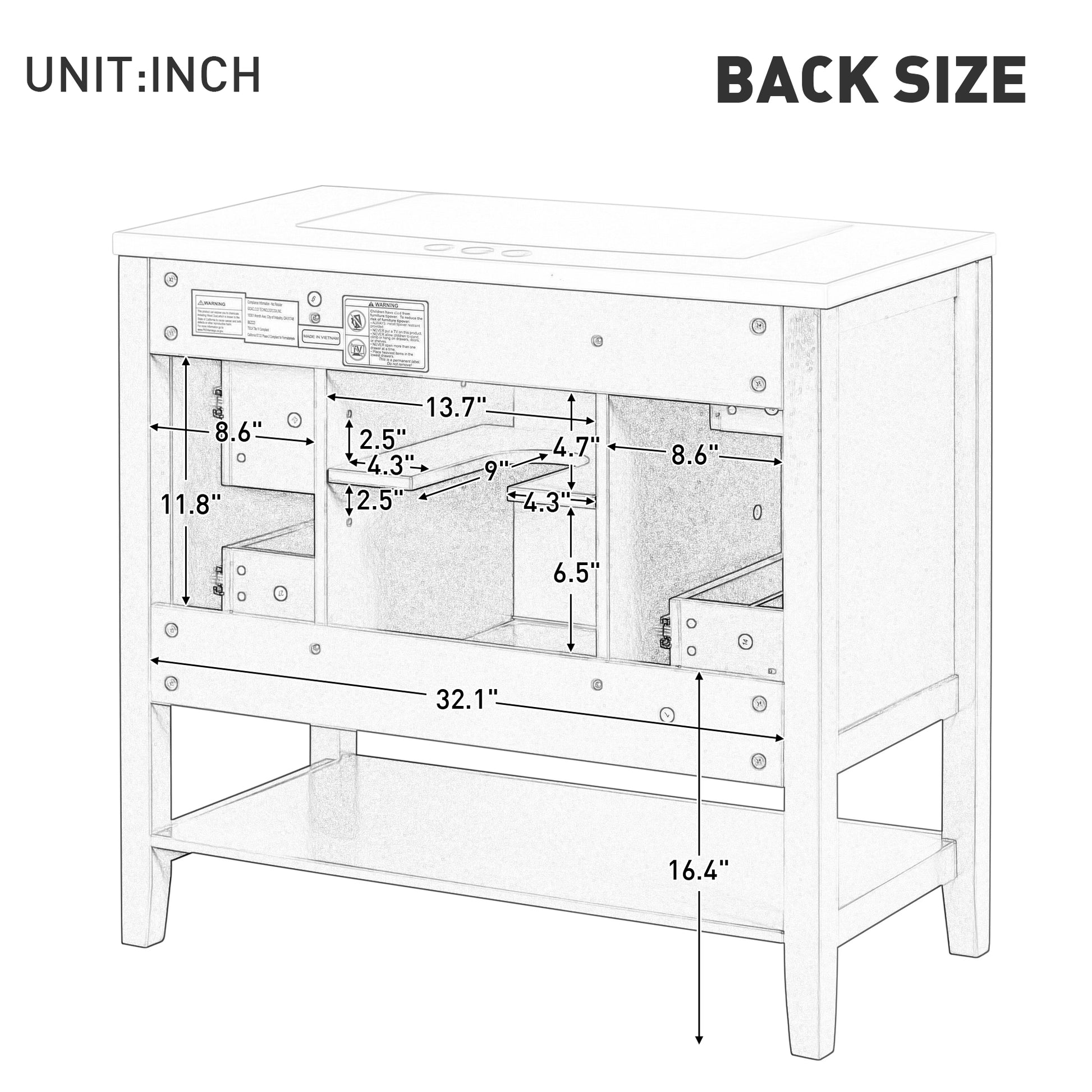 36" Bathroom Vanity With Sink Combo, One Cabinet And Three Drawers, Solid Wood And Mdf Board, White Old Sku:Sy999505Aak White Solid Wood Mdf