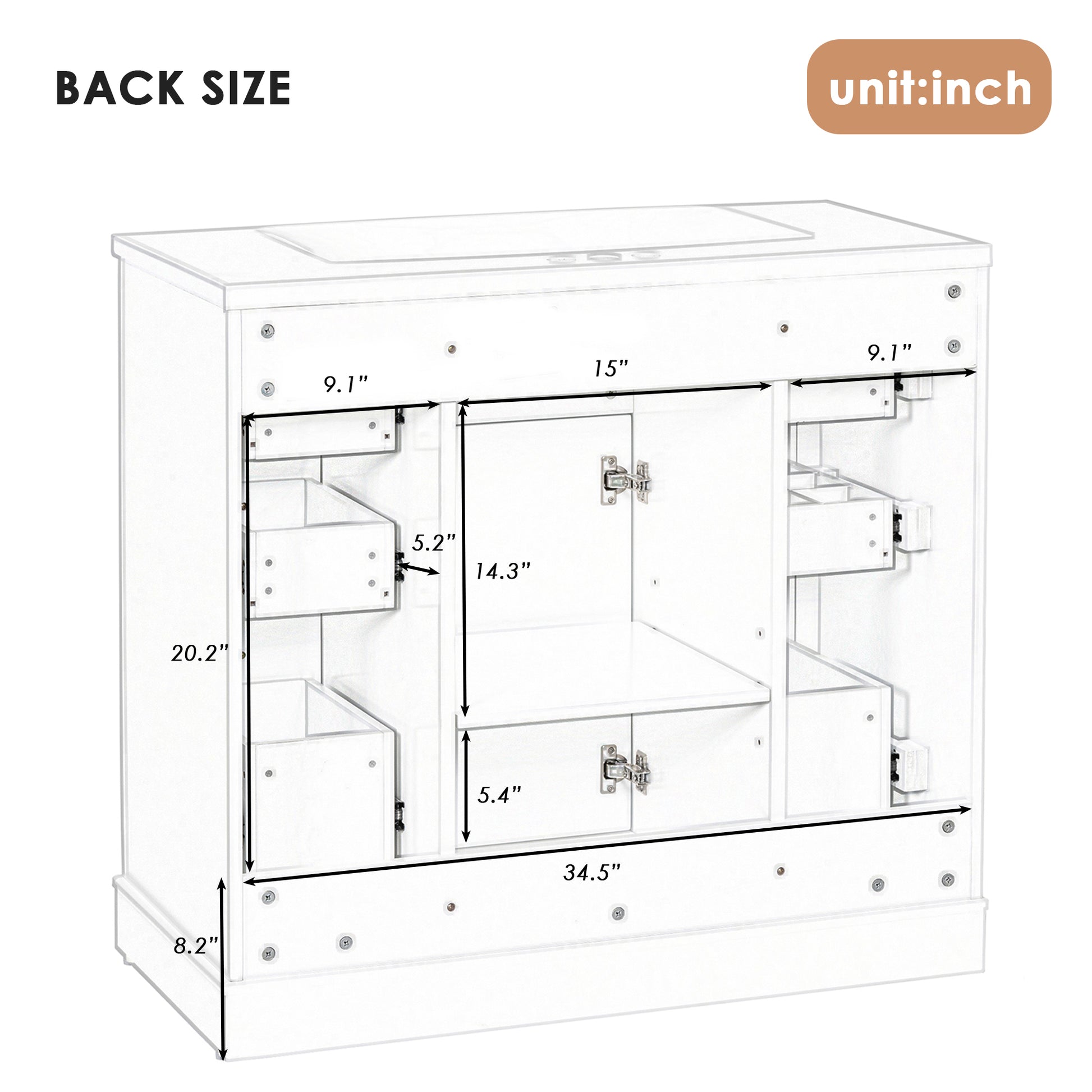 36" Bathroom Vanity With Sink Combo, One Cabinet And Six Drawers, Solid Wood And Mdf Board, Grey Grey Solid Wood Mdf