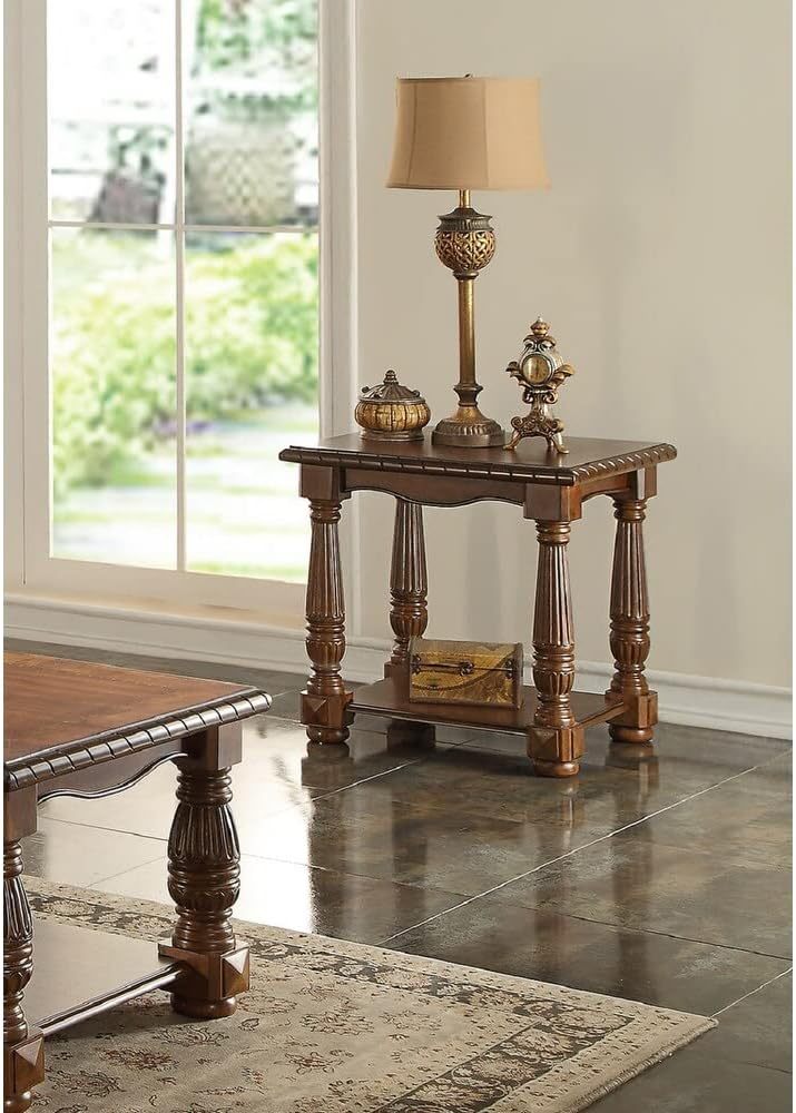 Traditional Formal Look Wooden 1Pc End Table Living Room Sofa Side Table Rubberwood Ash Burl Veneer Brown Bedroom Classic,Traditional Rubberwood Rectangular Open Storage Coffee & End Tables Solid Wood