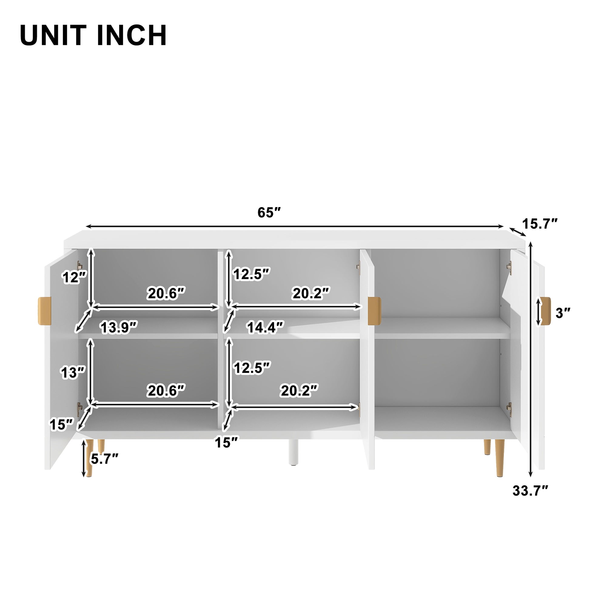 Modern Tv Stand With 3 Doors And Adjustable Shelves For Living Room, Fits Tvs Up To 70 Inches, White White 70 79 Inches Particle Board