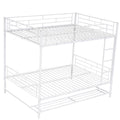 Full Over Full Metal Bunk Bed With Shelf And Guardrails, White White Steel