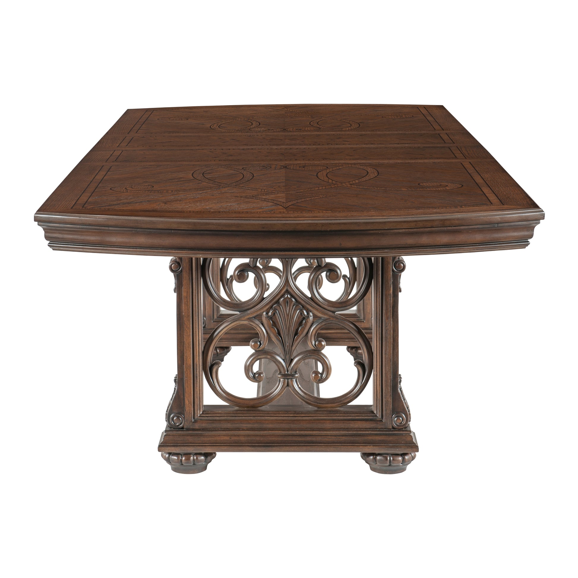 Traditional Formal Dining Room Furniture 1Pc Table With Separate Extension Leaf Classic Routed Pilasters, Moldings And Decorative Pediments Dark Oak Finish Dark Oak Dining Room Traditional Wood