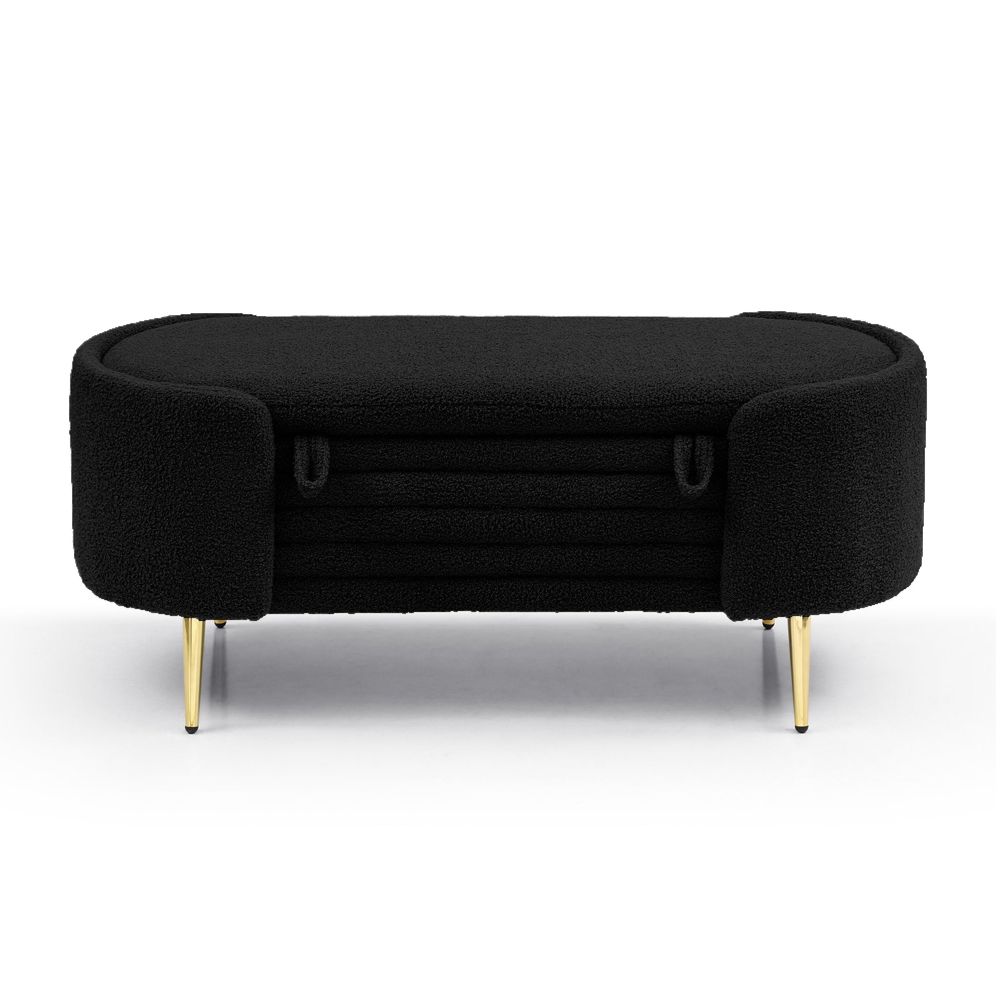 Modern End Of Bed Bench With Storage Upholstered Sherpa Fabric Large Storage Bench Ottoman Shoe Stool Long Bench Window Sitting Toy Storage Bench For Bedroom,Living Room,Entryway,Black Black Polyester