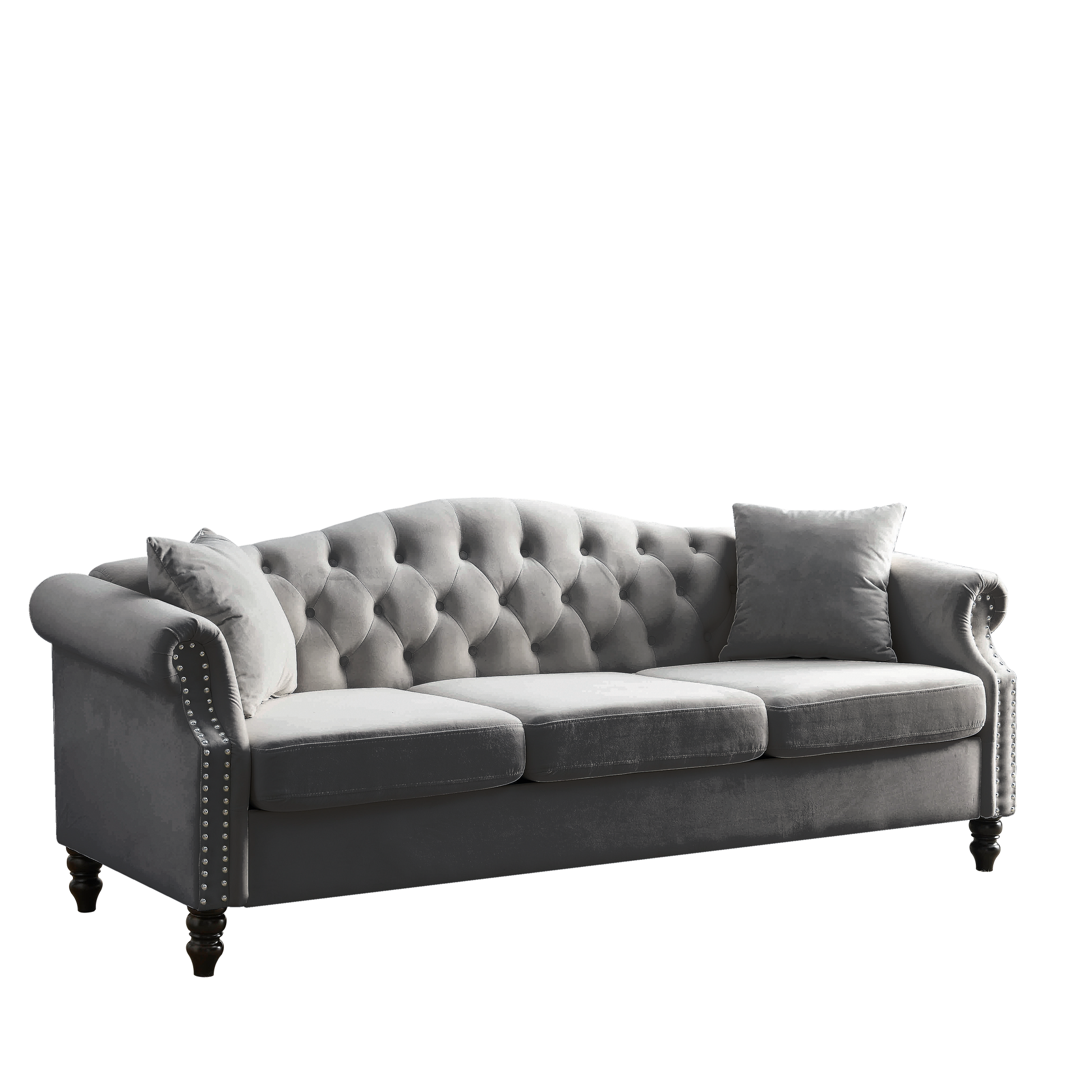 3 Seater 3 Seater Combination Sofa.Grey Velvet W834S00064 Grey Foam Velvet