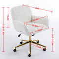 Office Chair,Artificial Rabbit Hair Home Office Chair With Golden Metal Base,Adjustable Desk Chair Swivel Office Chair,Vanity Chair Beige Beige Bedroom Foam Velvet
