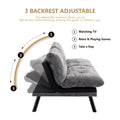 Convertible Sofa Bed Loveseat Futon Bedadjustable Lounge Couch With Metal Legs,Futon Sets For Compact Living Space Chenille Black Upholstered
