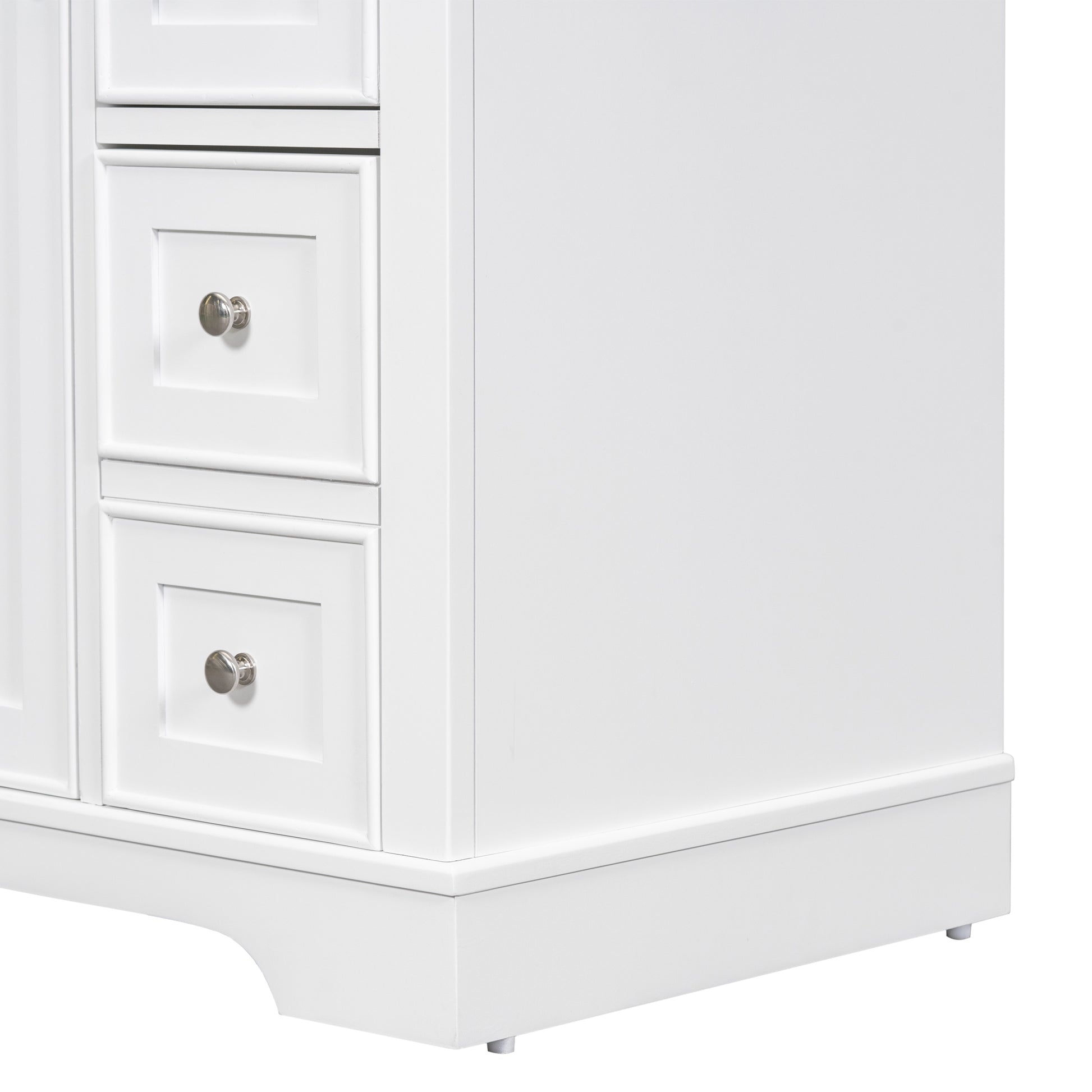 36" Bathroom Vanity Without Sink, Cabinet Base Only, One Cabinet And Six Drawers, White White Solid Wood Mdf