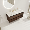 48 Inch Bathroom Vanity With Dual Sink, Resin Sink, 4 Soft Close Drawers, 48X18 California Walnut Plywood