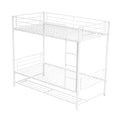 Twin Over Twin Metal Bunk Bed With Shelf And Guardrails, White White Steel