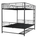 Full Over Full Metal Bunk Bed With Shelf And Guardrails, Black Black Steel