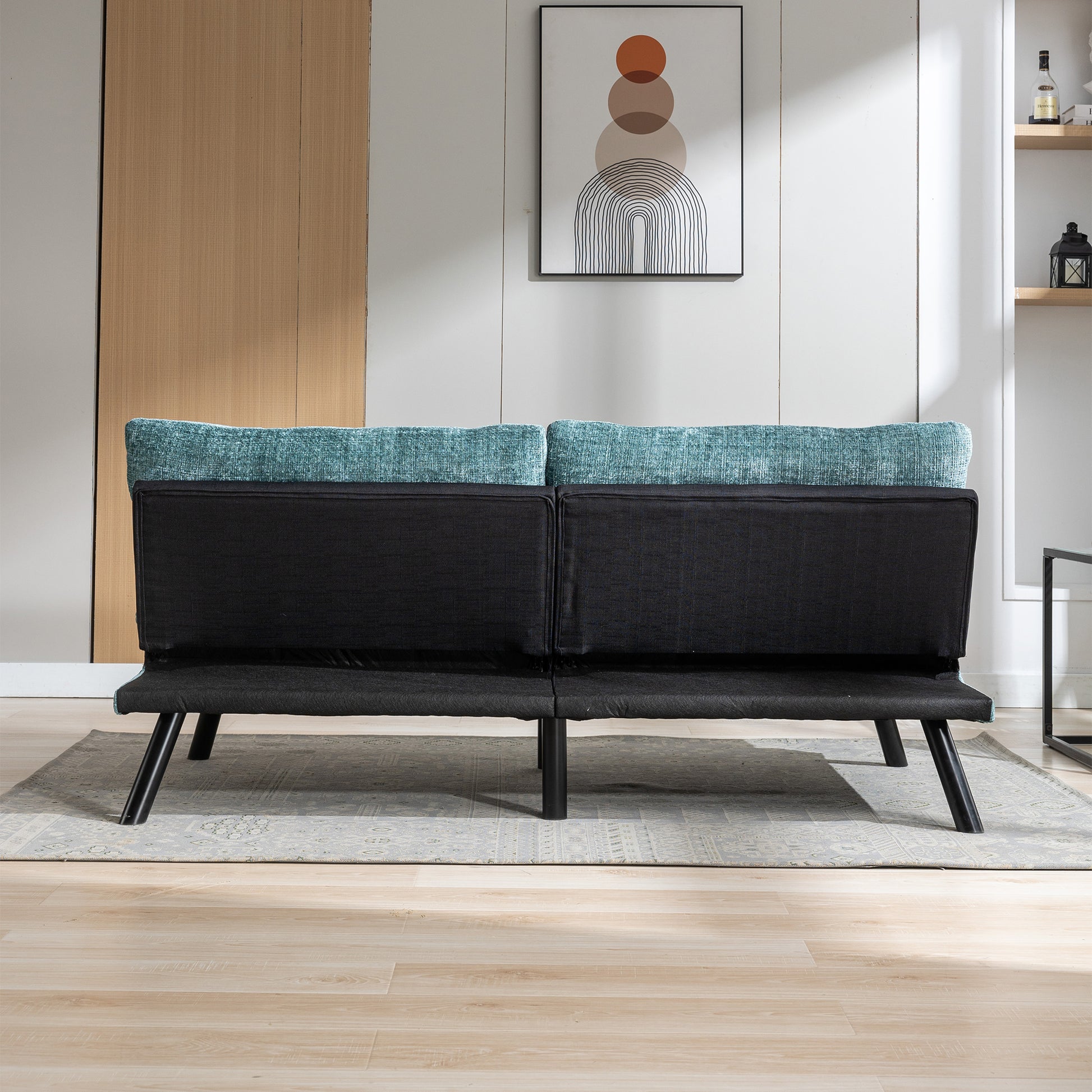 Convertible Sofa Bed Loveseat Futon Bedadjustable Lounge Couch With Metal Legs,Futon Sets For Compact Living Space Chenille Mint Green Mint Green Upholstered