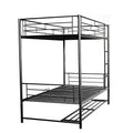 Twin Over Twin Metal Bunk Bed With Shelf And Guardrails, Black Black Steel