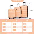 Expandable 3 Piece Luggage Sets Pc Lightweight & Durable Suitcase With Two Hooks, Spinner Wheels, Tsa Lock, 21 25 29 Peach Peach Pc