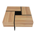 Unique Design Coffee Table With 4 Hidden Storage Compartments, Square Cocktail Table With Extendable Sliding Tabletop, Uv High Gloss Design Center Table For Living Room, 31.5