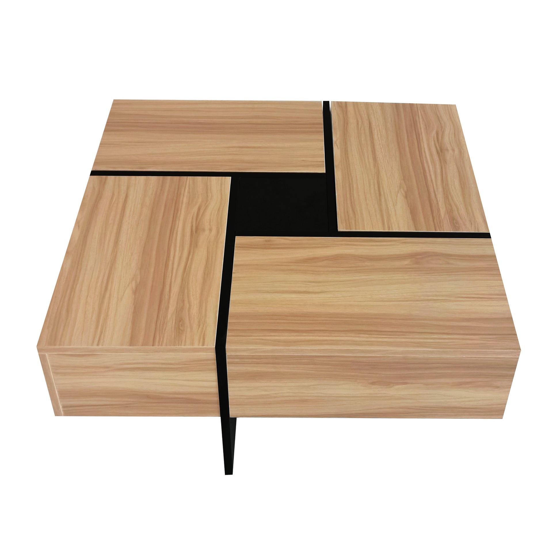 Unique Design Coffee Table With 4 Hidden Storage Compartments, Square Cocktail Table With Extendable Sliding Tabletop, Uv High Gloss Design Center Table For Living Room, 31.5"X 31.5" Brown Soft Close Drawers Primary Living Space Freestanding Square