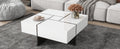 Unique Design Coffee Table With 4 Hidden Storage Compartments, Square Cocktail Table With Extendable Sliding Tabletop, Uv High Gloss Design Center Table For Living Room, 31.5