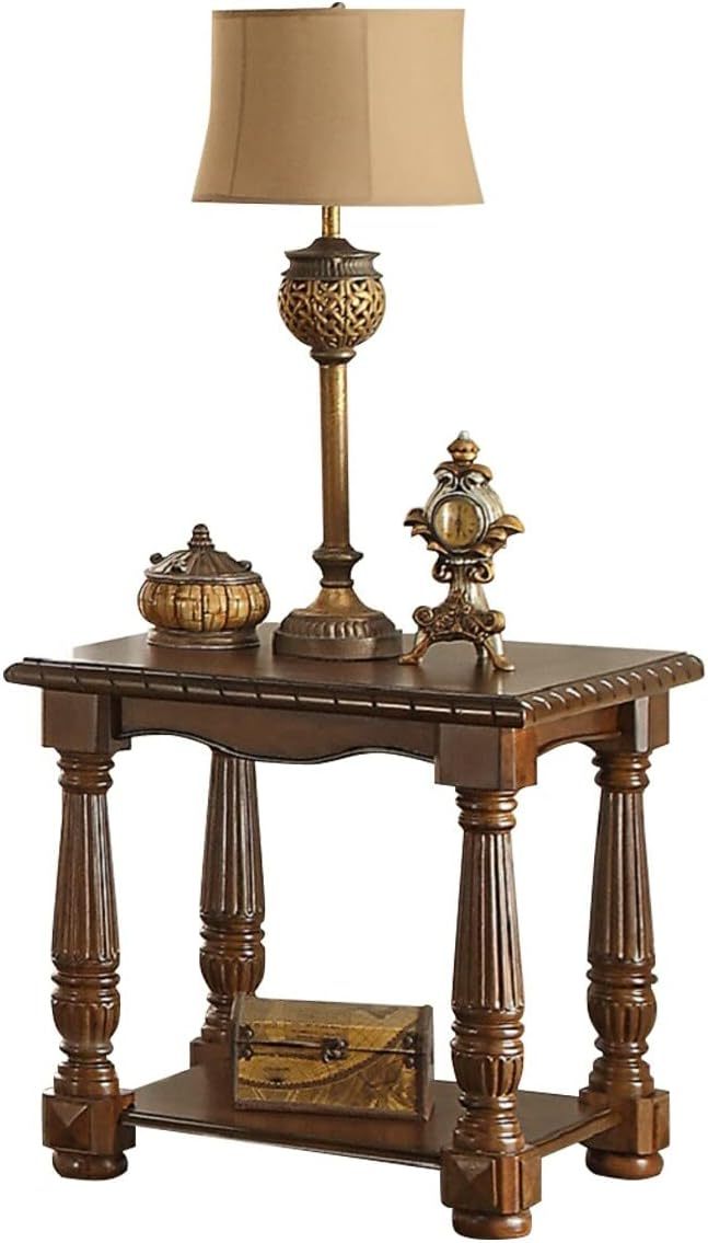 Traditional Formal Look Wooden 1Pc End Table Living Room Sofa Side Table Rubberwood Ash Burl Veneer Brown Bedroom Classic,Traditional Rubberwood Rectangular Open Storage Coffee & End Tables Solid Wood