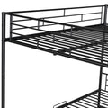 Full Over Full Metal Bunk Bed With Shelf And Guardrails, Black Black Steel