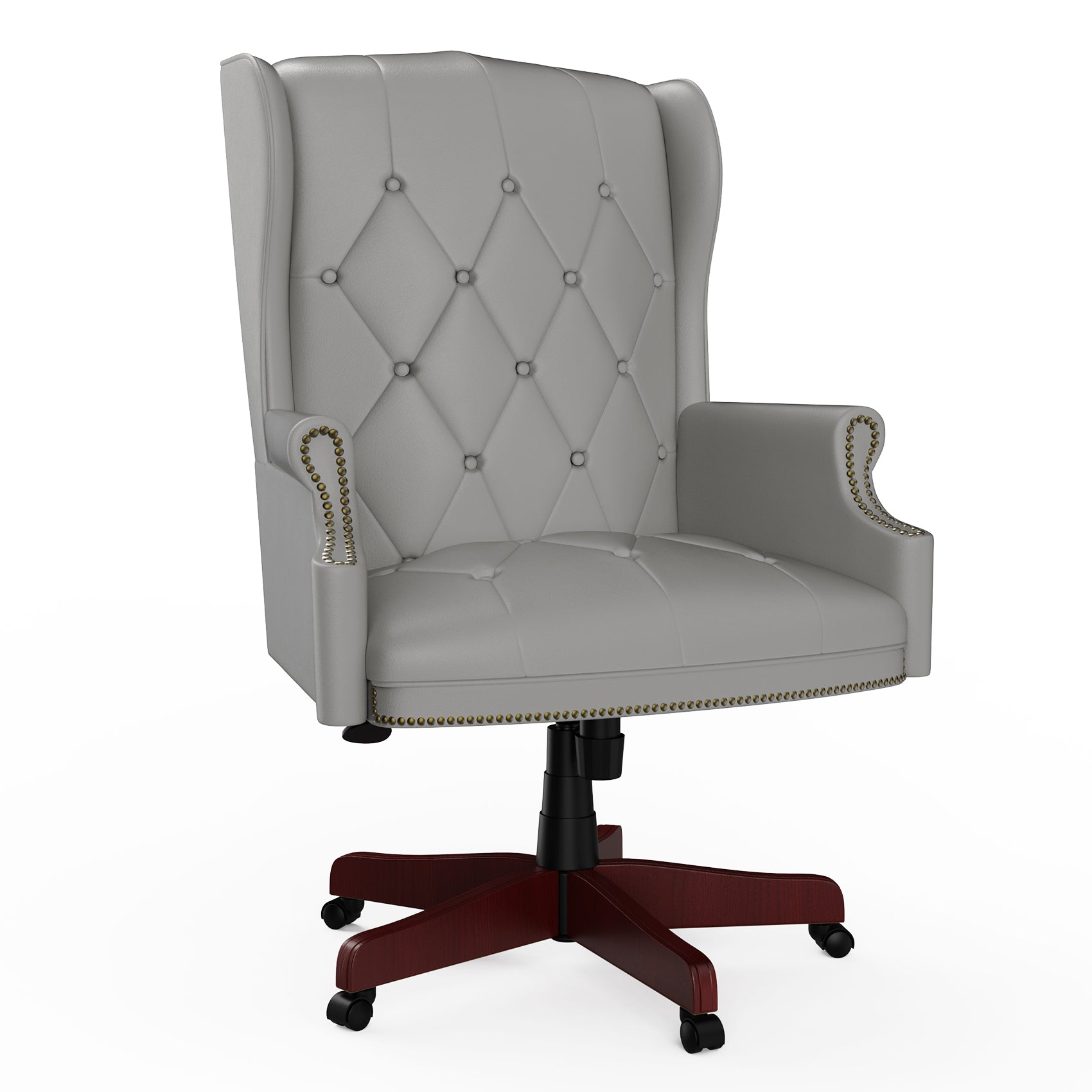 330Lbs Executive Office Chair, Ergonomic Design High Back Reclining Comfortable Desk Chair Grey Grey Pu Leather