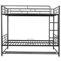 Full Over Full Metal Bunk Bed With Shelf And Guardrails, Black Black Steel