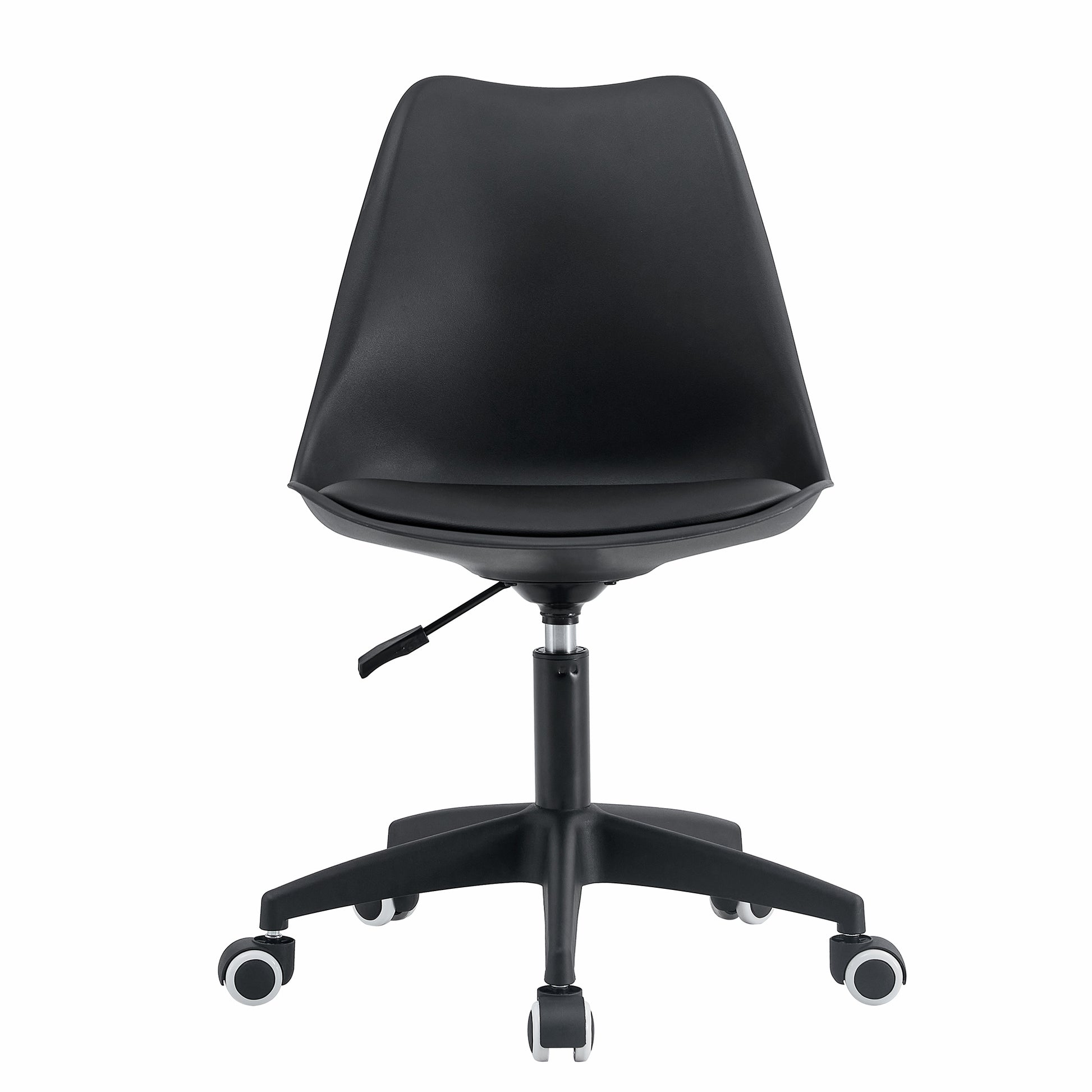 Modern Family Black Office Chair, Adjustable 360 Swivel Chair Engineering Plastic Armless Swivel Computer Chair, Suitable For Living Room, Bedroom, Office, Hotel Dining Room Black Plastic