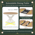 Functional Furniture Retro Style Dining Table Set With Extendable Table And 4 Upholstered Chairs For Dining Room And Living Room Oak Natural Wood Off White Oak Natural Wood Off White Solid Wood