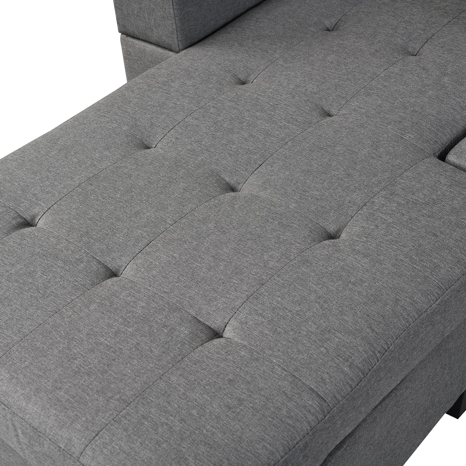 Sectional Sofa Set For Living Room With L Shape Chaise Lounge ,Cup Holder And Left Or Right Hand Chaise Modern 4 Seat Grey Fabric