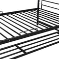 Twin Over Twin Metal Bunk Bed With Shelf And Guardrails, Black Black Steel