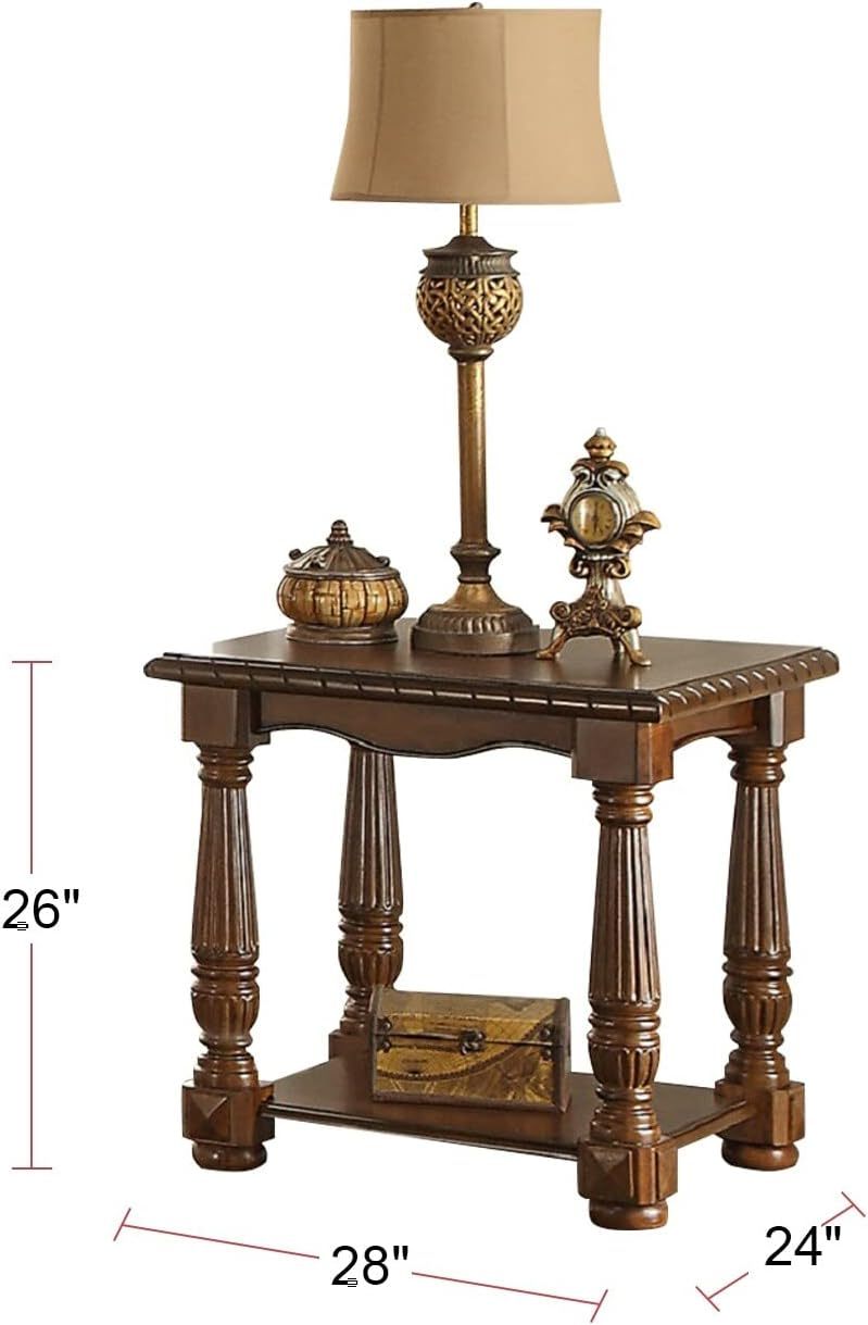 Traditional Formal Look Wooden 1Pc End Table Living Room Sofa Side Table Rubberwood Ash Burl Veneer Brown Bedroom Classic,Traditional Rubberwood Rectangular Open Storage Coffee & End Tables Solid Wood