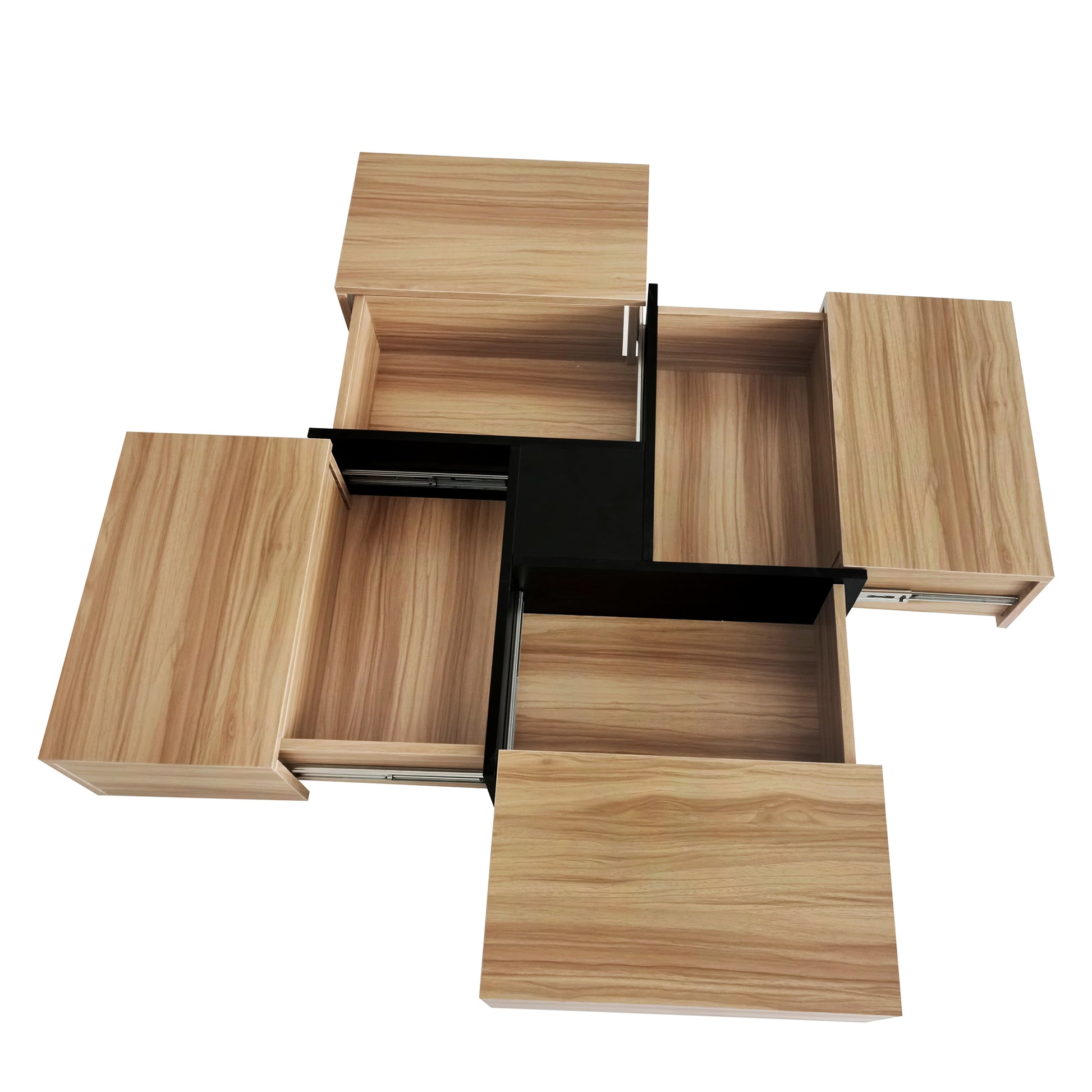 Unique Design Coffee Table With 4 Hidden Storage Compartments, Square Cocktail Table With Extendable Sliding Tabletop, Uv High Gloss Design Center Table For Living Room, 31.5"X 31.5" Brown Soft Close Drawers Primary Living Space Freestanding Square
