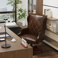 330Lbs Executive Office Chair, Ergonomic Design High Back Reclining Comfortable Desk Chair Brown Brown Pu Leather