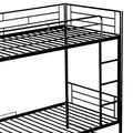 Twin Over Twin Metal Bunk Bed With Shelf And Guardrails, Black Black Steel