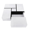 Unique Design Coffee Table With 4 Hidden Storage Compartments, Square Cocktail Table With Extendable Sliding Tabletop, Uv High Gloss Design Center Table For Living Room, 31.5